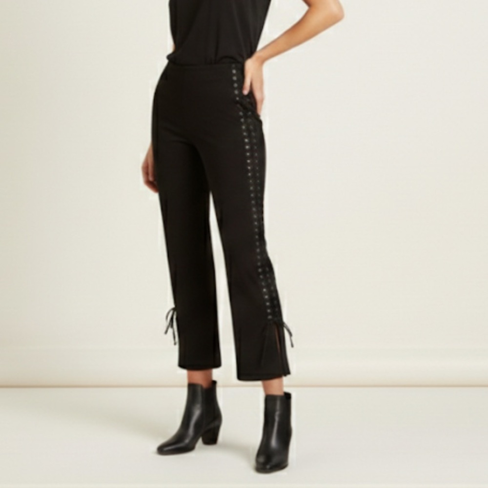 JONATHAN SIMKHAI Lace-Up Cropped Crepe Flare Pant Size 4